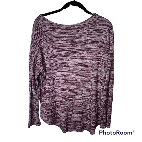 TORRID Purple Marled Stripe Knit 3/4 Sleeve Tee Top Size 0/Large - Picture 6 of 7